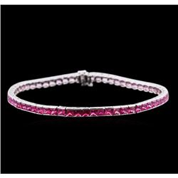 12.81ctw Pink Sapphire Bracelet - 14KT White Gold