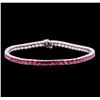 Image 1 : 12.81ctw Pink Sapphire Bracelet - 14KT White Gold