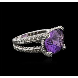 14KT White Gold 11.71ct Amethyst and Diamond Ring