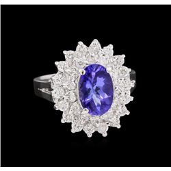 14KT White Gold 1.65ct Tanzanite and Diamond Ring