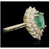 Image 1 : 14KT Yellow Gold 1.95ct Emerald and Diamond Ring