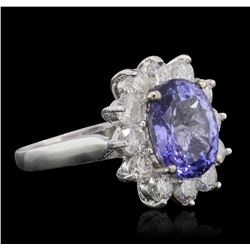 14KT White Gold 3.80ct Tanzanite and Diamond Ring