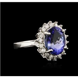 14KT White Gold 3.87ct Tanzanite and Diamond Ring