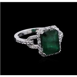 3.87ct Emerald and Diamond Ring - 14KT White Gold