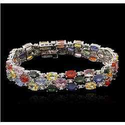 14KT White Gold 24.48ctw Multicolor Sapphire and Diamond Bracelet