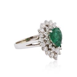 18KT White Gold GIA Certified 1.50ct Emerald and Diamond Ring