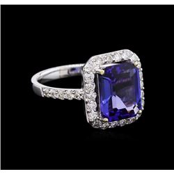 3.41ct Tanzanite and Diamond Ring - 18KT White Gold