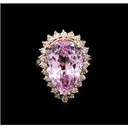 12.80ct Kunzite and Diamond Ring - 14KT Rose Gold