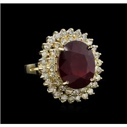 12.41ct Ruby and Diamond Ring - 14KT Yellow Gold