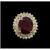 Image 2 : 12.41ct Ruby and Diamond Ring - 14KT Yellow Gold