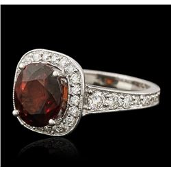 14KT White Gold 3.92ct Spessartite and Diamond Ring