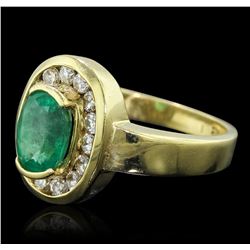 18KT Yellow Gold 1.19ct Emerald and Diamond Ring