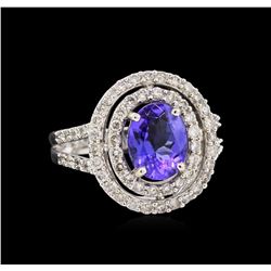 14KT White Gold 1.82ct Tanzanite and Diamond Ring