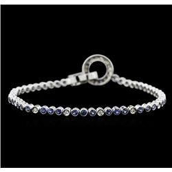 1.52ctw Sapphire and Diamond Bracelet - 18KT White Gold