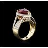 Image 3 : 5.31ct Ruby and Diamond Ring - 14KT Yellow Gold