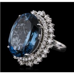 14KT White Gold 22.83ct Topaz and Diamond Ring