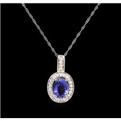 1.63ct Tanzanite and Diamond Pendant With Chain - 18KT White Gold