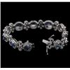 Image 3 : 8.71ctw Blue Sapphire and Diamond Bracelet - 14KT White Gold