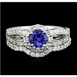 14KT White Gold 0.73ct Tanzanite and Diamond Wedding Ring Set