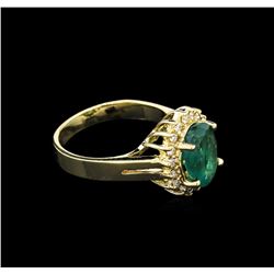 7.07ct Emerald and Diamond Ring - 14KT Yellow Gold