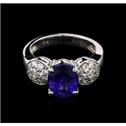 3.11ct Tanzanite and Diamond Ring - 14KT White Gold