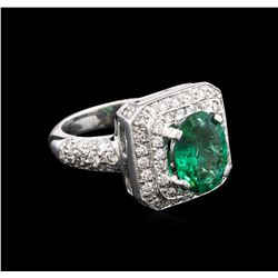 2.39ct Emerald and Diamond Ring - 14KT White Gold