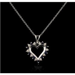 14KT White Gold 0.10ctw Sapphire and Diamond Heart Pendant With Chain