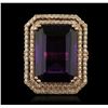 Image 2 : 14KT Rose Gold 14.36ct Amethyst and Diamond Ring