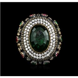 16.22ct Green Crystal and Multi Gemstone Ring - 925 SILVER