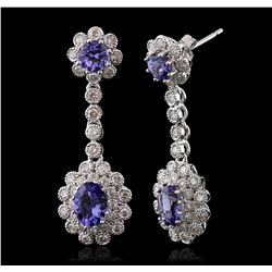 14KT White Gold 3.22ctw Tanzanite and Diamond Earrings