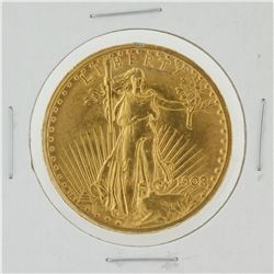 1908 $20 St. Gaudens Double Eagle Gold Coin