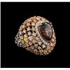 Image 1 : 8.67ct Red Zircon and Diamond Ring - 14KT Two-Tone Gold