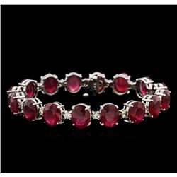 50.30ctw Ruby and Diamond Bracelet - 14KT White Gold