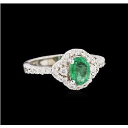 0.73ct Emerald and Diamond Ring - 14KT White Gold