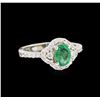 Image 1 : 0.73ct Emerald and Diamond Ring - 14KT White Gold