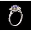 Image 3 : 1.75ct Tanzanite and Diamond Ring - 14KT Two-Tone Gold
