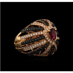 18KT Rose Gold 0.69ct Rubellite and Diamond Ring