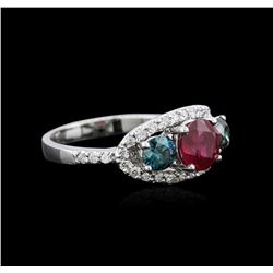 1.40ct Ruby and Diamond Ring - 14KT White Gold