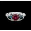 Image 2 : 1.40ct Ruby and Diamond Ring - 14KT White Gold