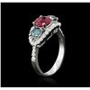 Image 3 : 1.40ct Ruby and Diamond Ring - 14KT White Gold