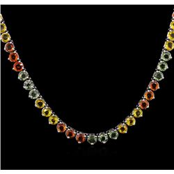 33.56ctw Multi Color Sapphire Necklace - 14KT White Gold