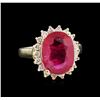 Image 1 : 6.50ct Ruby and Diamond Ring - 14KT Yellow Gold