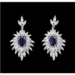 14KT White Gold 1.86ctw Sapphire and Diamond Earrings