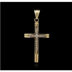 14KT Yellow Gold 0.18ctw Diamond Cross Pendant