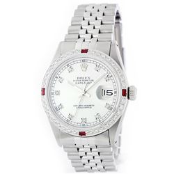 Rolex Stainless Steel 1.00ctw Diamond and Ruby DateJust Men's Watch