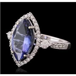 14KT White Gold 3.02ct Tanzanite and Diamond Ring