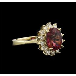 2.11ct Pink Tourmaline and Diamond Ring - 14KT Yellow Gold