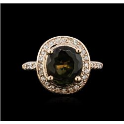 4.76ct Tourmaline and Diamond Ring - 14KT Rose Gold