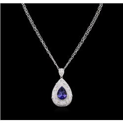 9.64ct Tanzanite and Diamond Pendant With Chain - 14KT White Gold