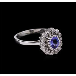 0.75ct Tanzanite and Diamond Ring - 14KT White Gold